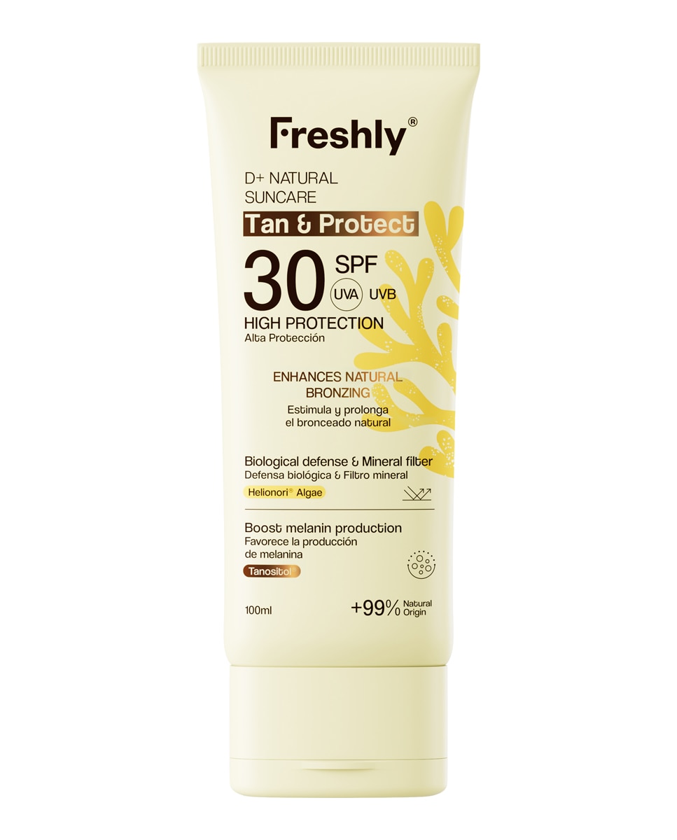 Imagen 0 de Fotoprotector autobronceador natural SPF 30 D+ Natural Suncare Tan & Protect 100 ml Freshly Cosmetics