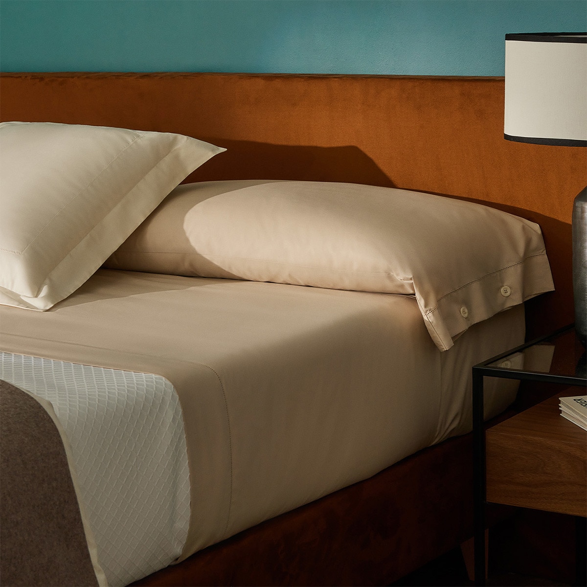 Sábana encimera algodón egipcio 200 hilos Tacto Bassols - Beige Cama 200 cm Beige-1
