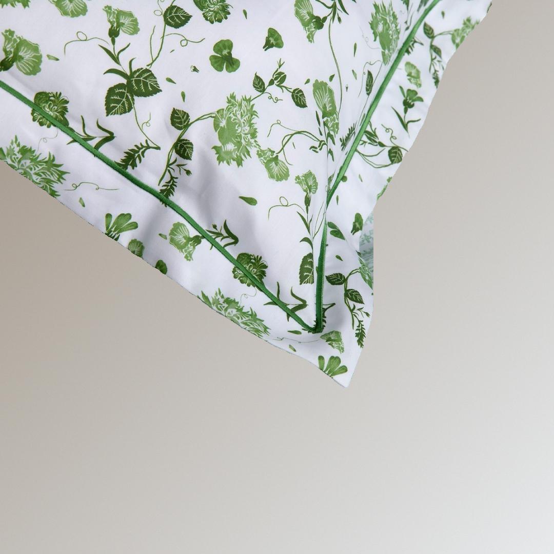 Funda cuadrante saten algodón egipcio 430 hilos Vila Flor - Verde 60 x 60 cm Verde-4