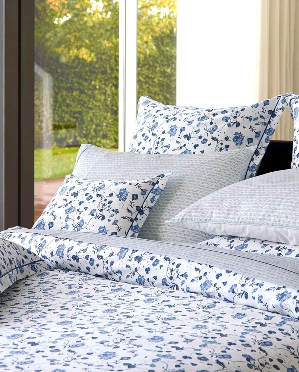 Funda cuadrante saten algodón egipcio 430 hilos Vila Flor - Azul Cama 180 cm Azul-1