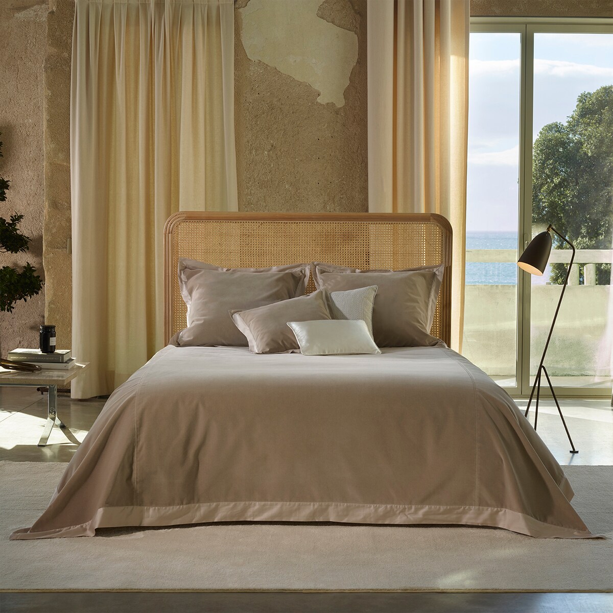 Capa de Almofada de Algodão e Veludo Cirus Areia-3