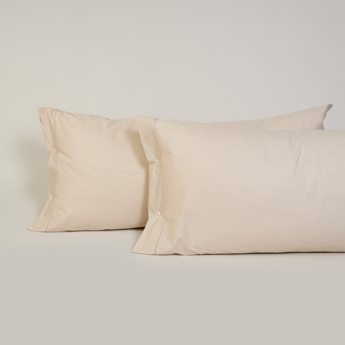 Funda de almohada algodón egipcio 200 hilos Tacto Bassols - Beige Set de 2 fundas 50 x 85 cm Beige-1