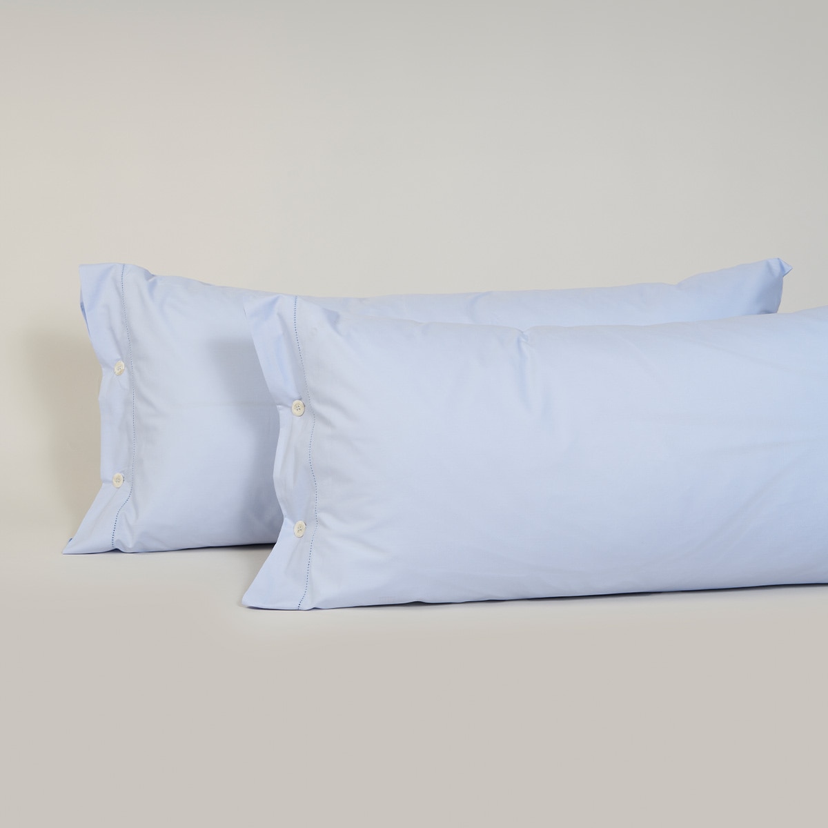 Funda de almohada algodón egipcio 200 hilos Tacto Bassols - Azul Set de 2 fundas 50 x 85 cm Azul-1