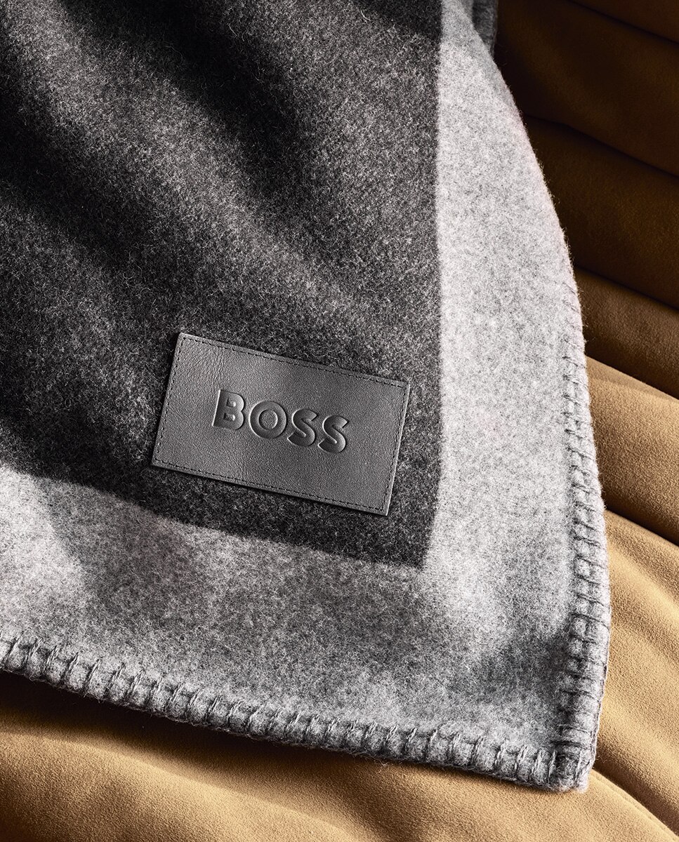 Manta decorativa Signature Hugo Boss - Gris Gris-2