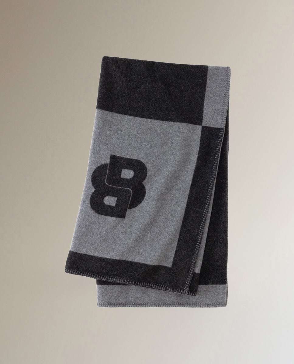 Manta decorativa Signature Hugo Boss - Gris Gris-3