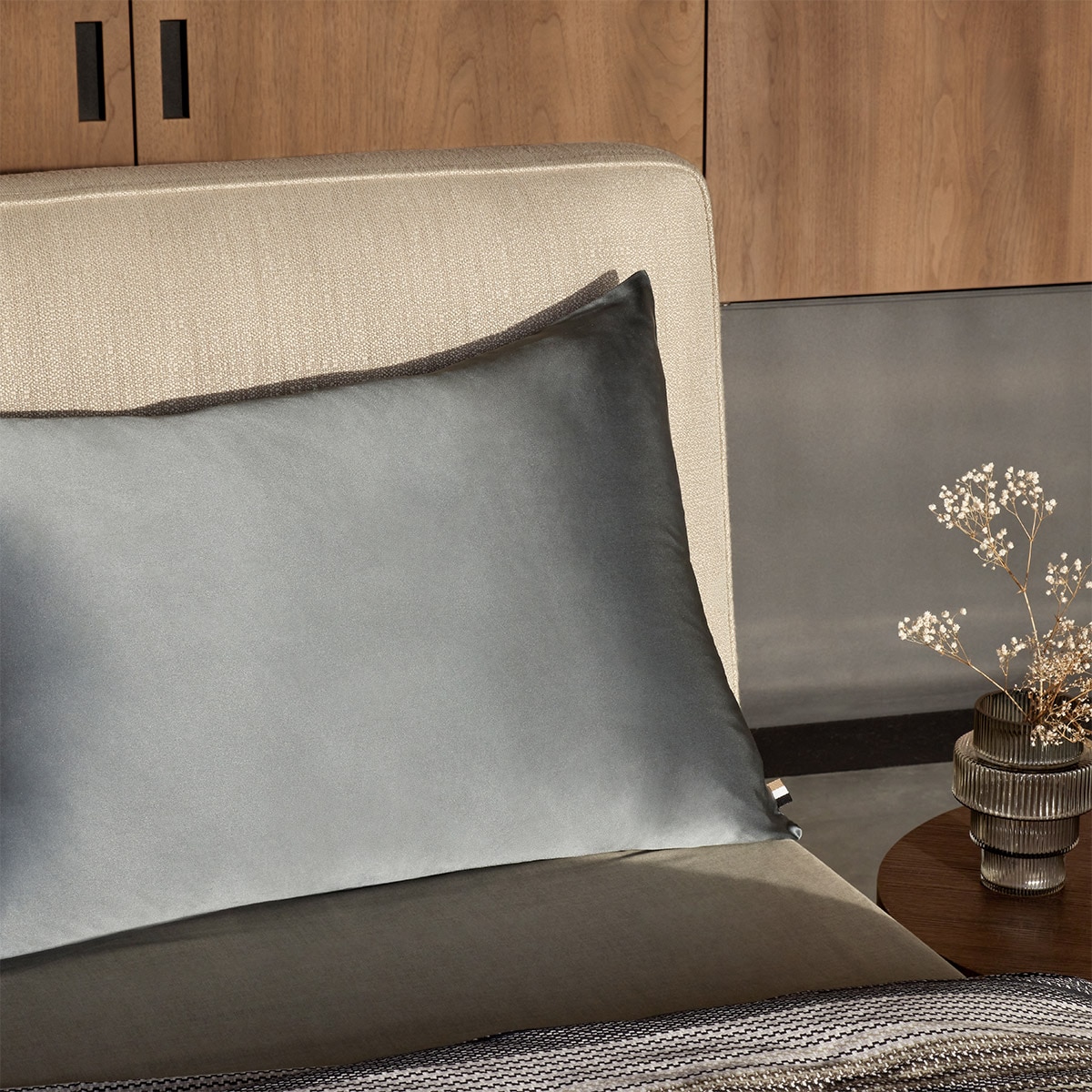 Fronha Silk Sham de Seda Cinzento-1