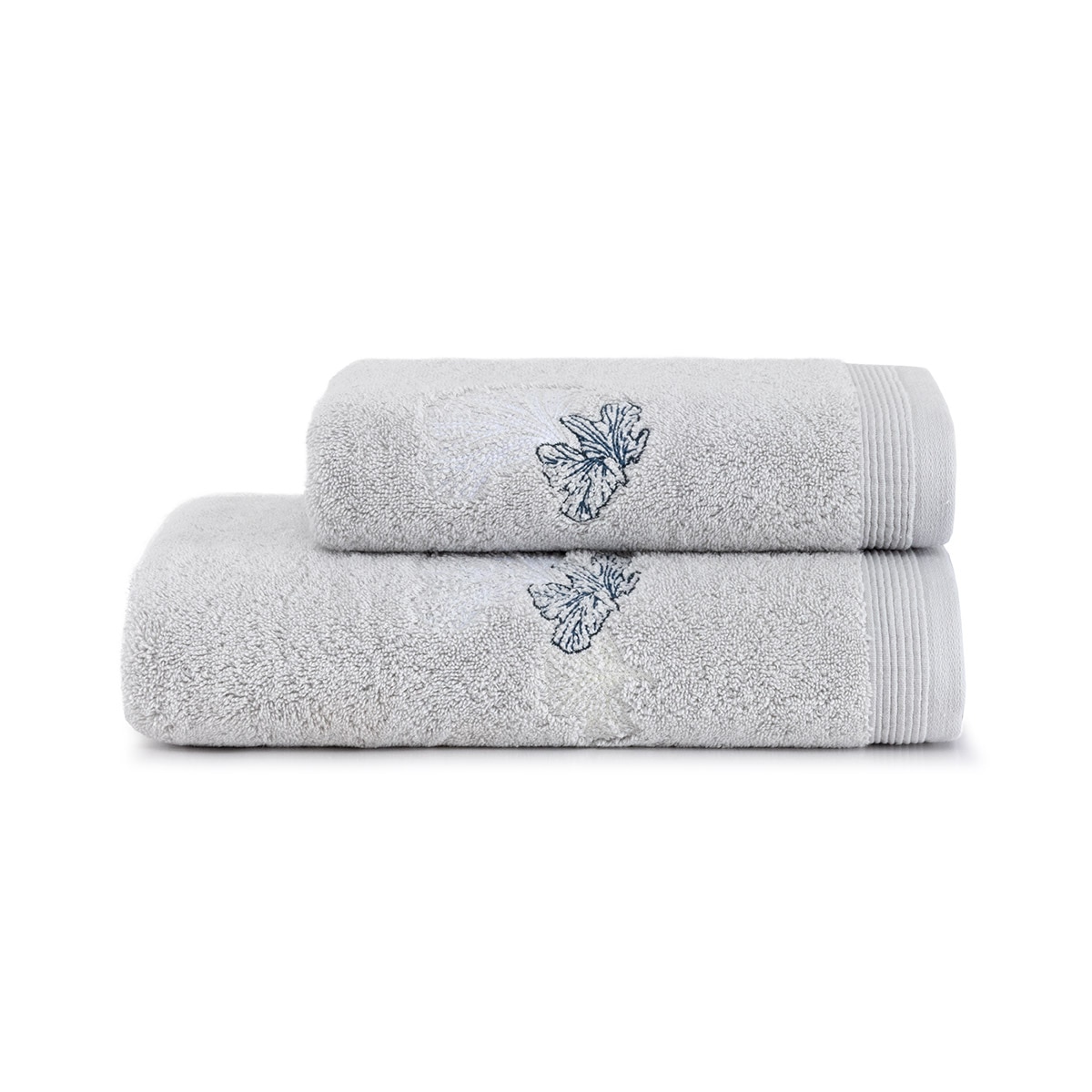 Toalha de Banho de Algodão 600 g/m2 Moon Flowers Cinzento-2