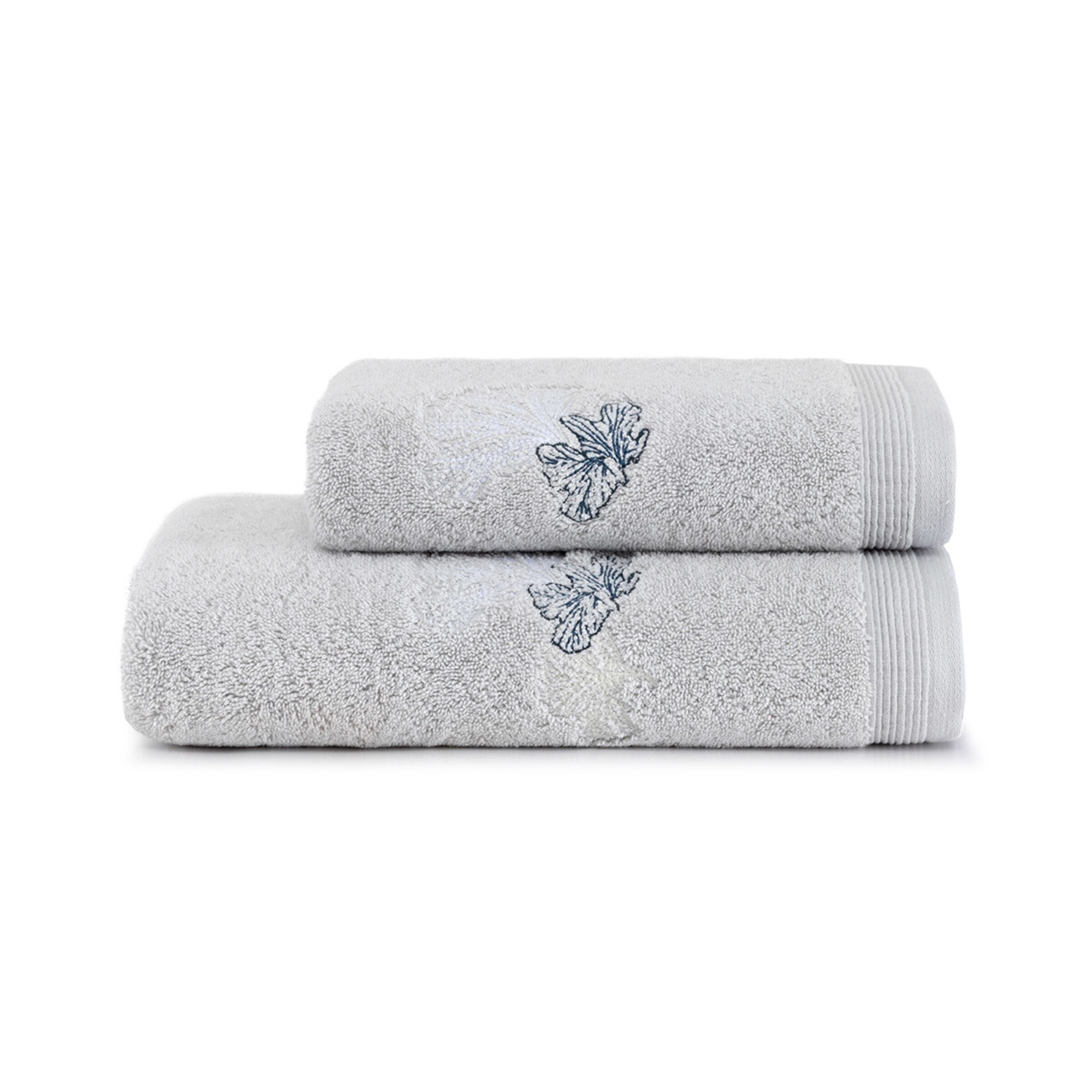 Toalha de Banho de Algodão 600 g/m2 Moon Flowers Cinzento-2