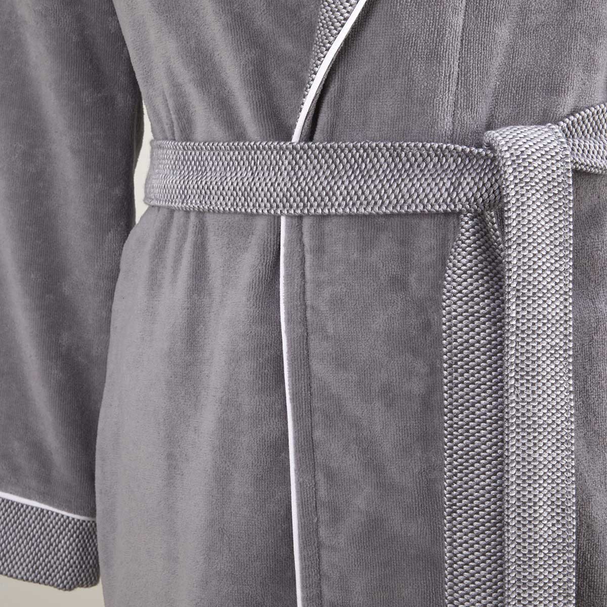 Albornoz smoking algodón 420 gr/m2 Lord Hugo Boss - Gris L Gris-4