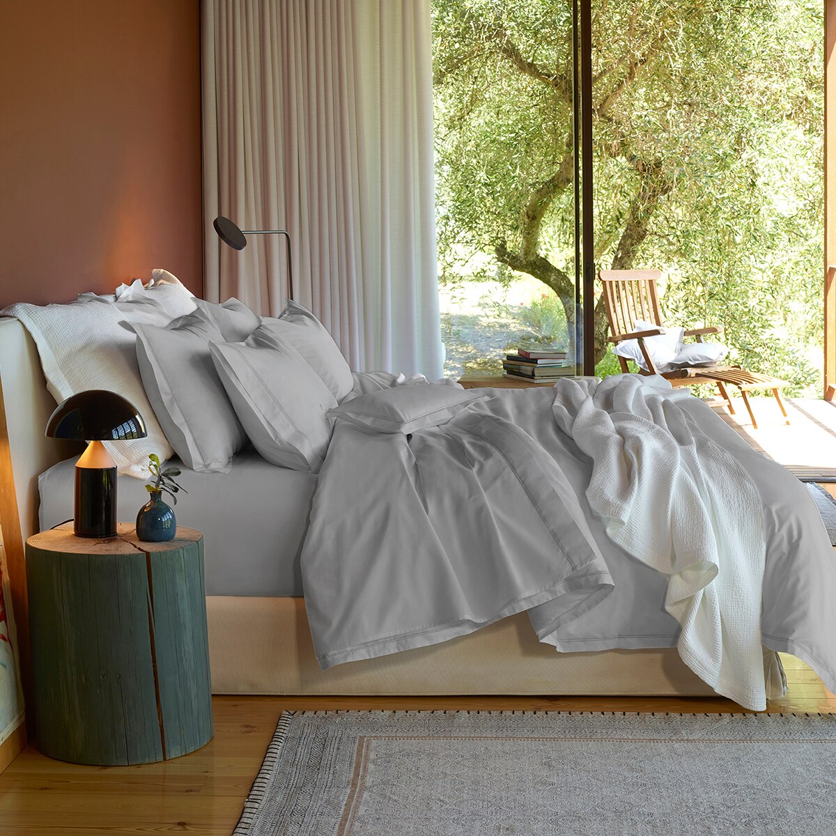 Sábana encimera algodón egipcio Satén 600 H Amalia Home Collection - Cool Grey Cama 200 cm Cool Grey-2