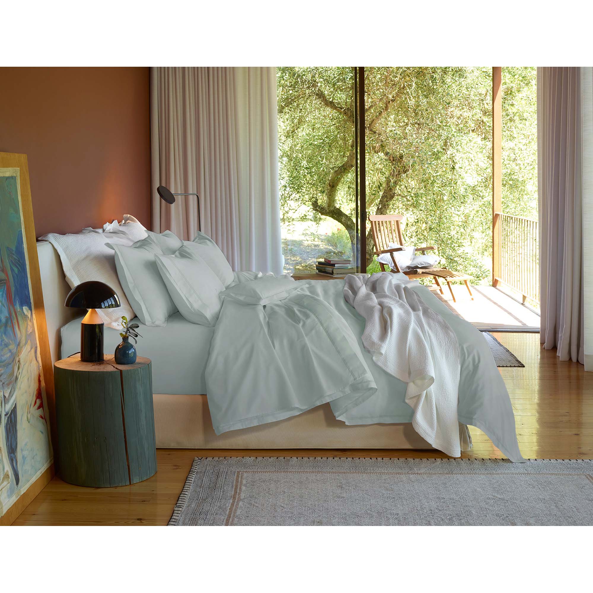 Funda nórdica algodón egipcio Satén 600 H Amalia Home Collection - Verde Cama 150 cm Verde-1