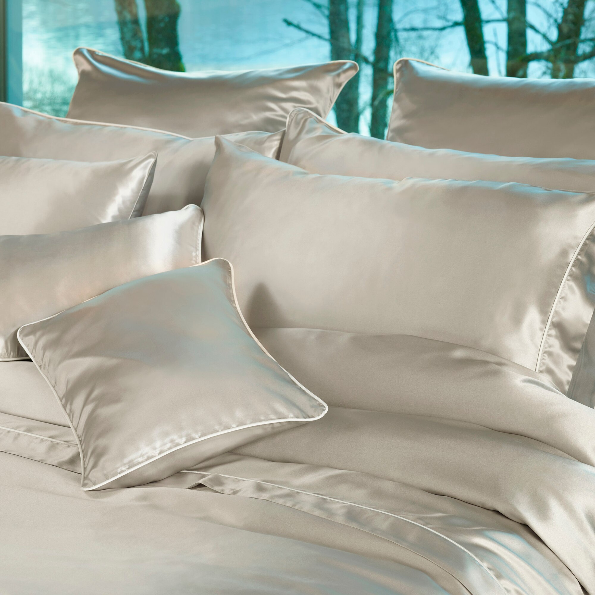 Funda de almohada seda María Amalia Home Collection - Natural 50 x 85 cm Natural-2