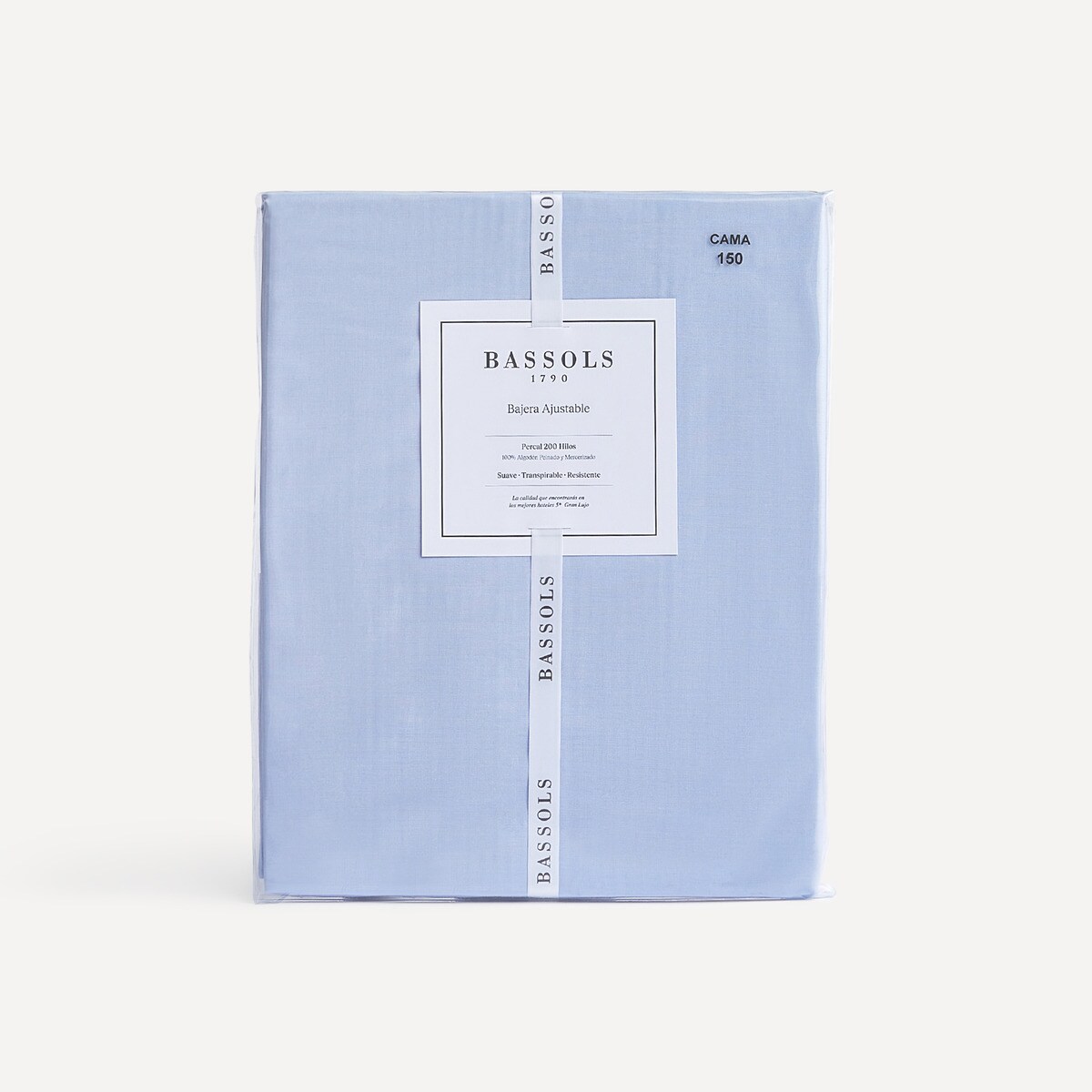 Sábana bajera ajustable algodón egipcio 200 hilos Tacto Bassols - Azul Cama 90 cm Azul-4
