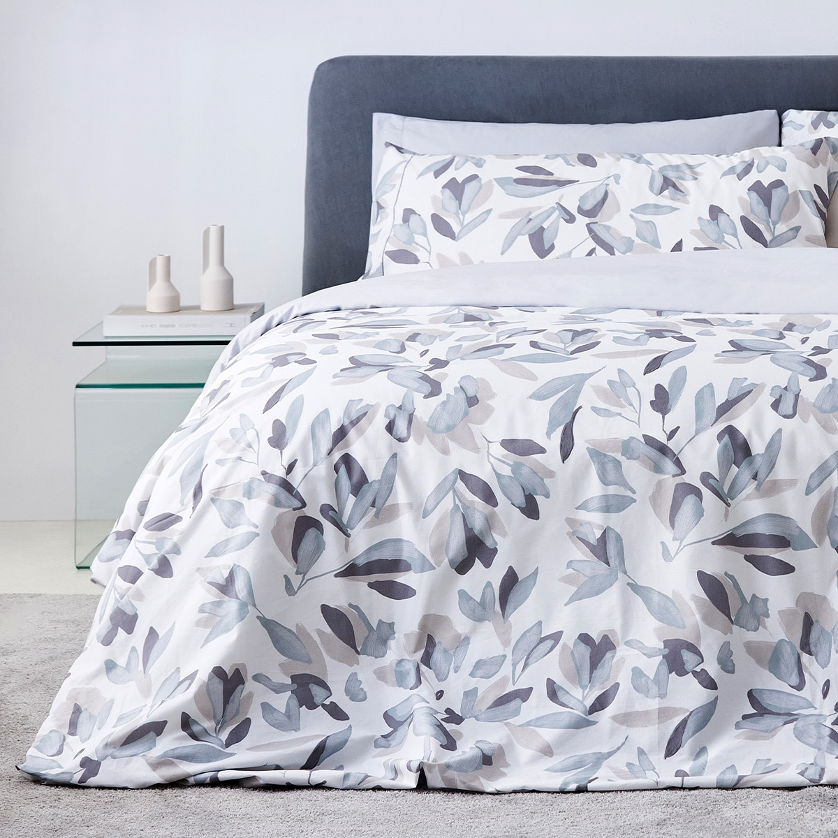 Conjunto de Capa de Edredão de Algodão Percal Bluma Cinzento-1