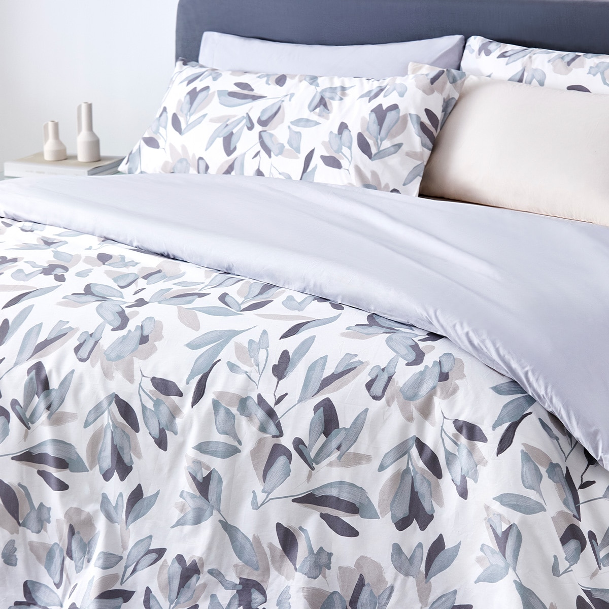 Conjunto de Capa de Edredão de Algodão Percal Bluma Cinzento-3