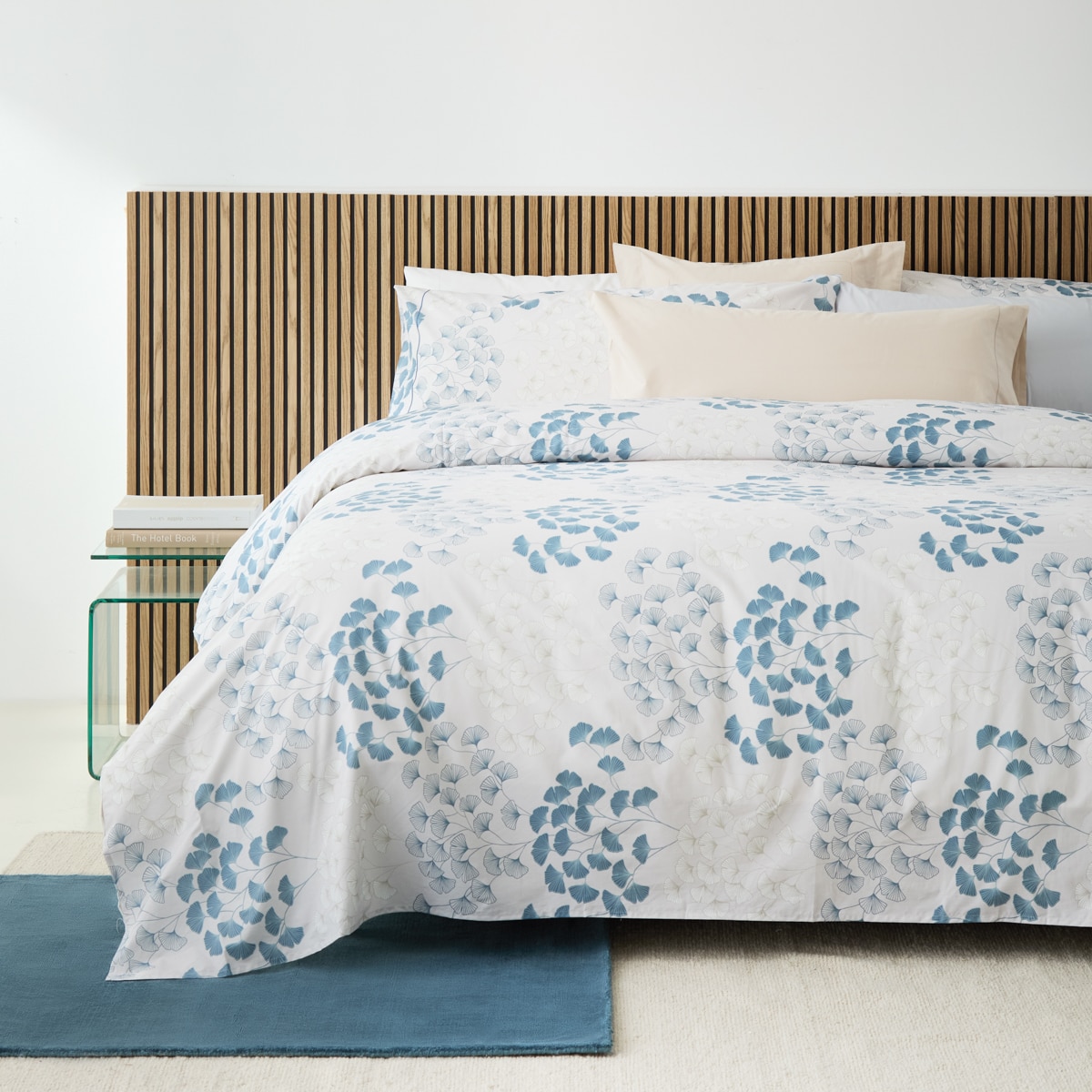 Conjunto de Capa de Edredão de Algodão Loto Azul-1
