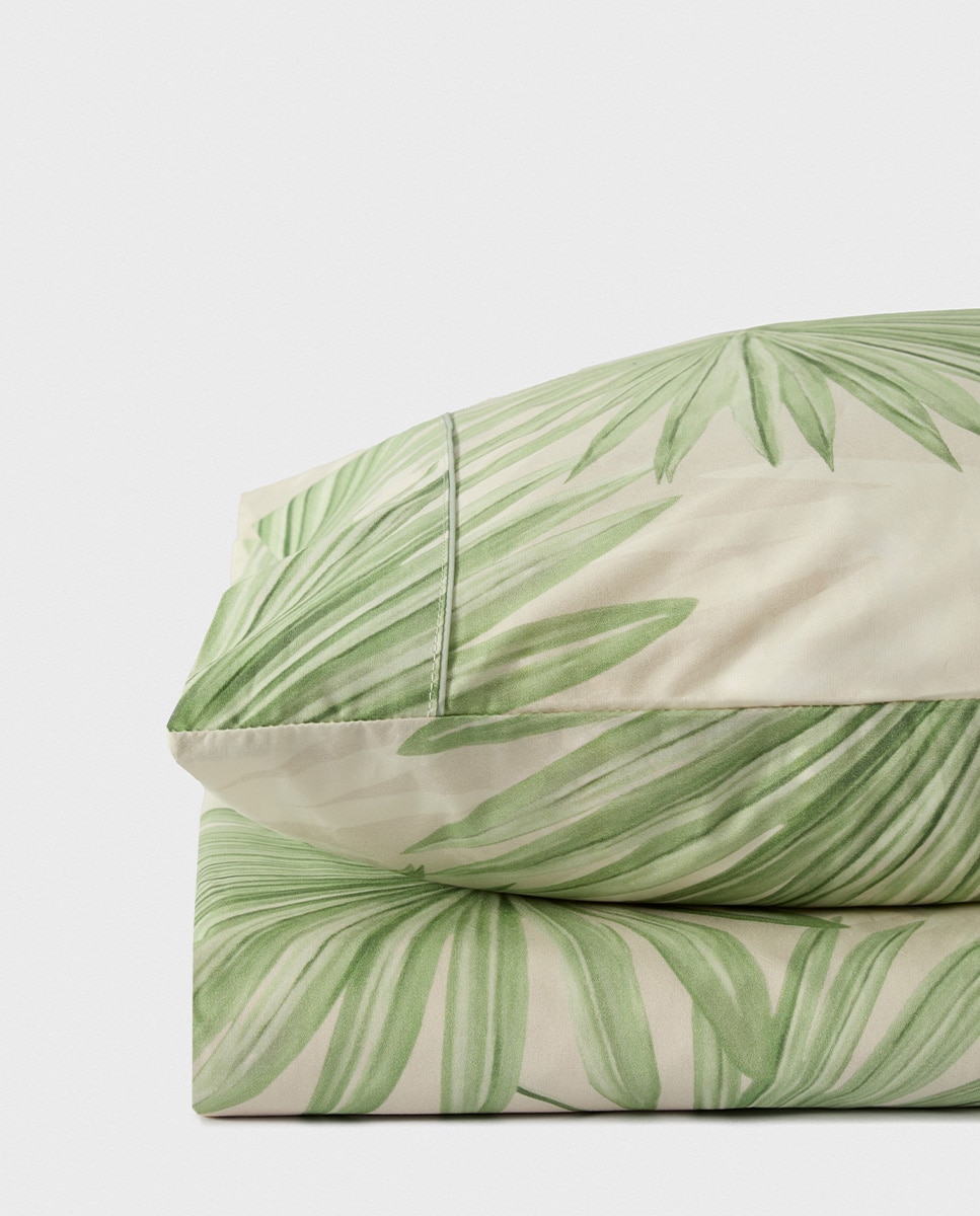 Conjunto de Capa de Edredão de Algodão Percal Selva Verde-2
