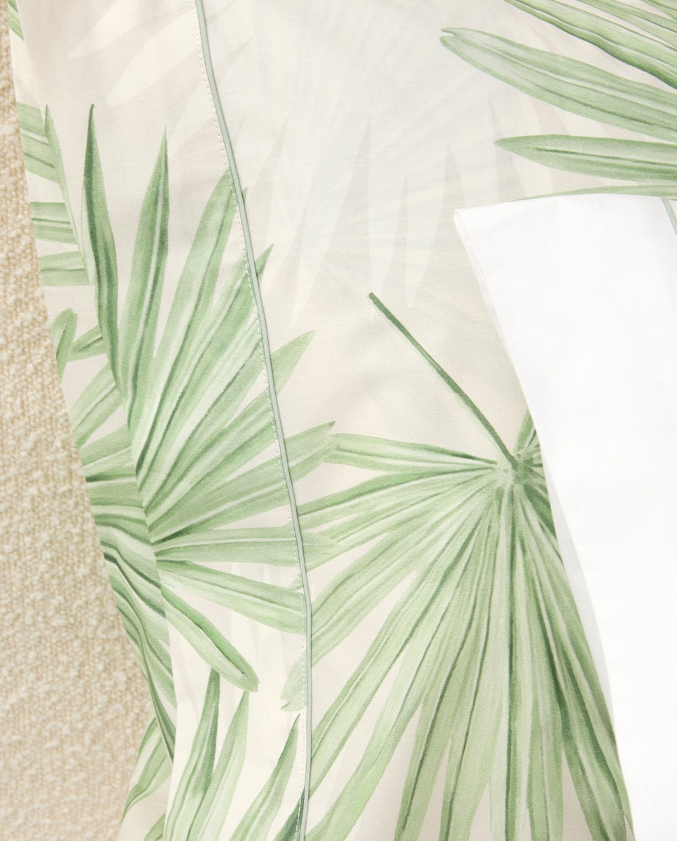 Conjunto de Capa de Edredão de Algodão Percal Selva Verde-3