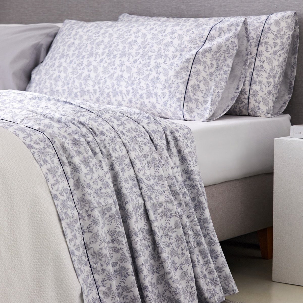 Conjunto de Lençóis de Cetim de Algodão Caseo Azul-1