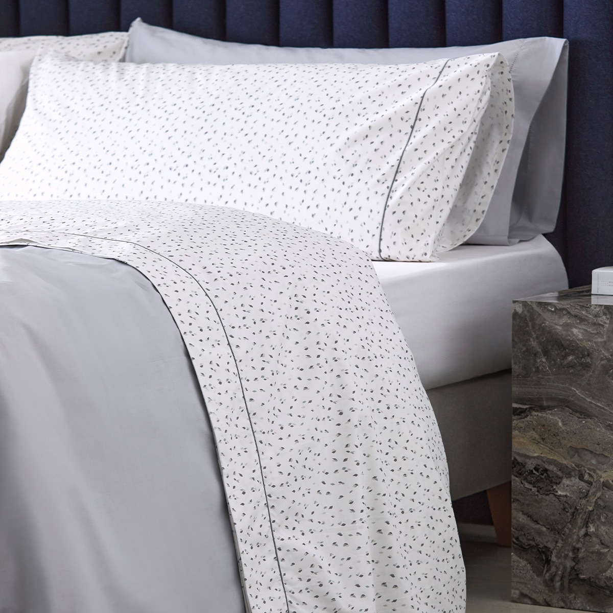 Conjunto de Lençóis de Algodão Percal Ruber Cinzento-1