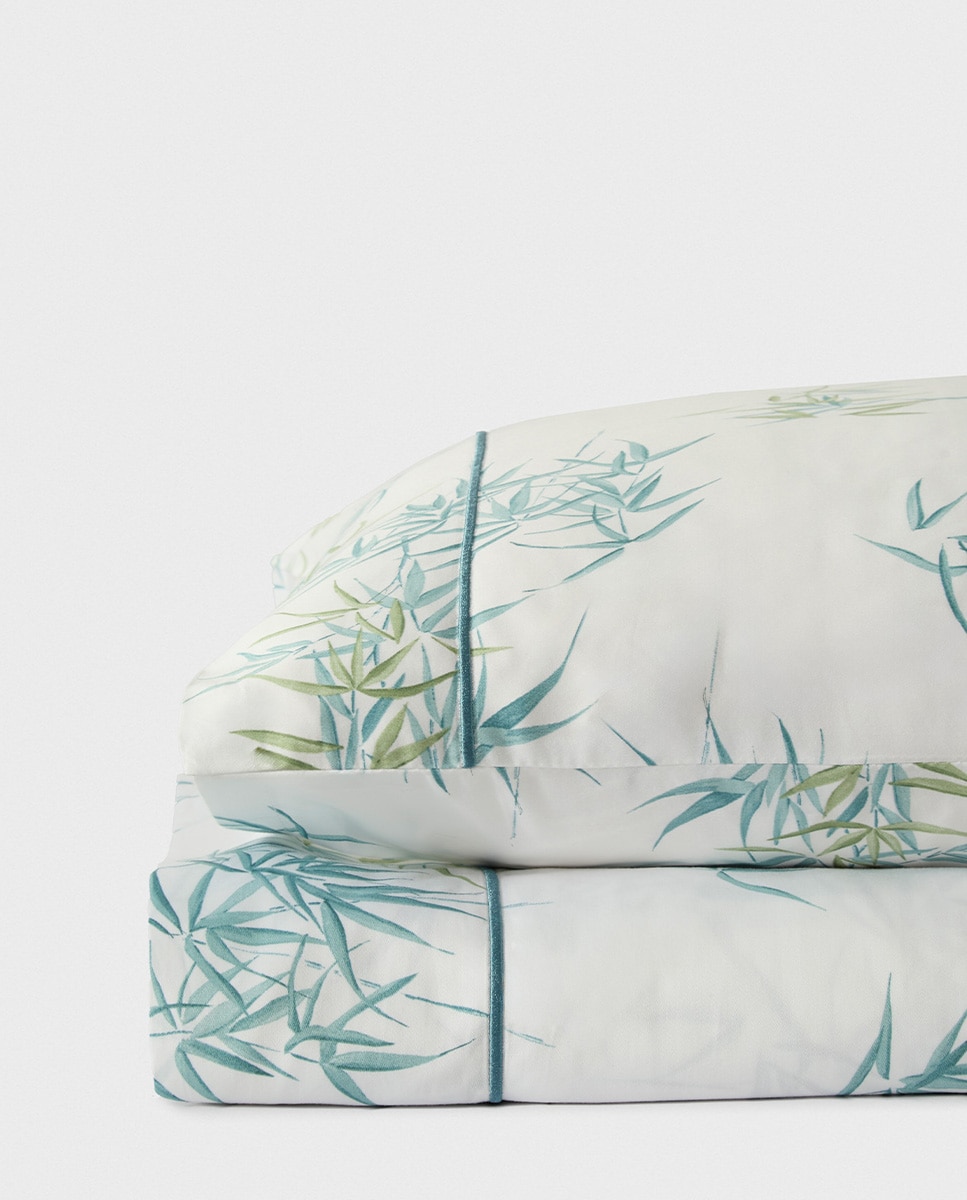 Conjunto de Lençóis de Algodão Acetinado Lane Verde Água-2