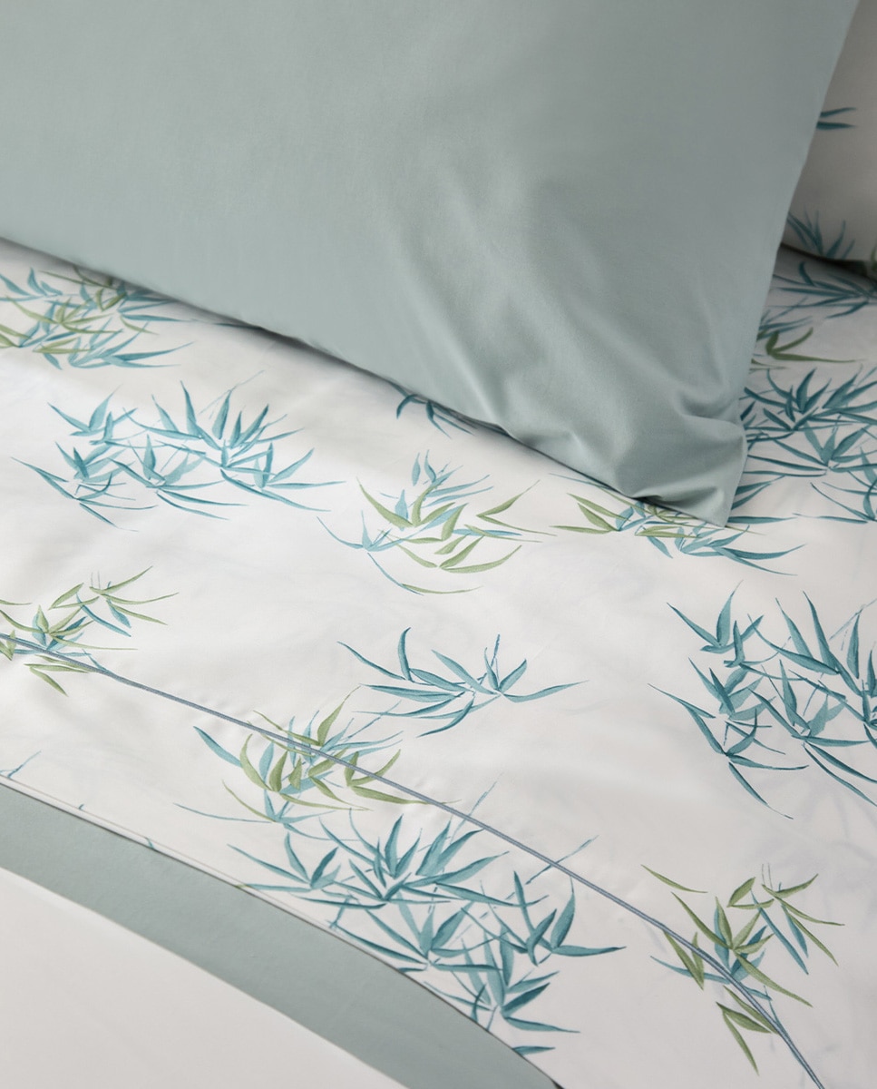 Conjunto de Lençóis de Algodão Acetinado Lane Verde Água-3