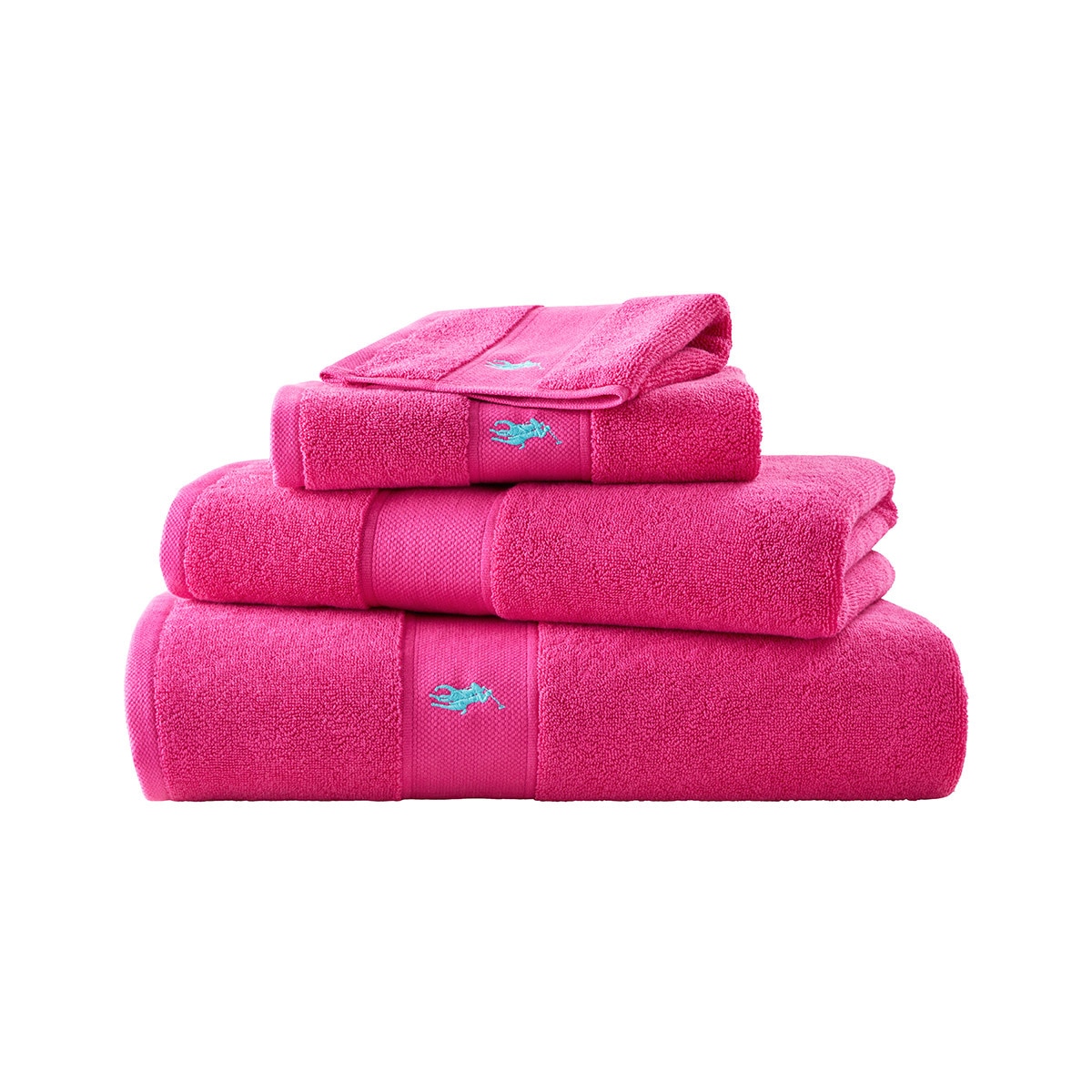 Toalla de baño algodón 600 gr/m² Polo Player Ralph Lauren Home - Fucsia Tocador Fucsia-1