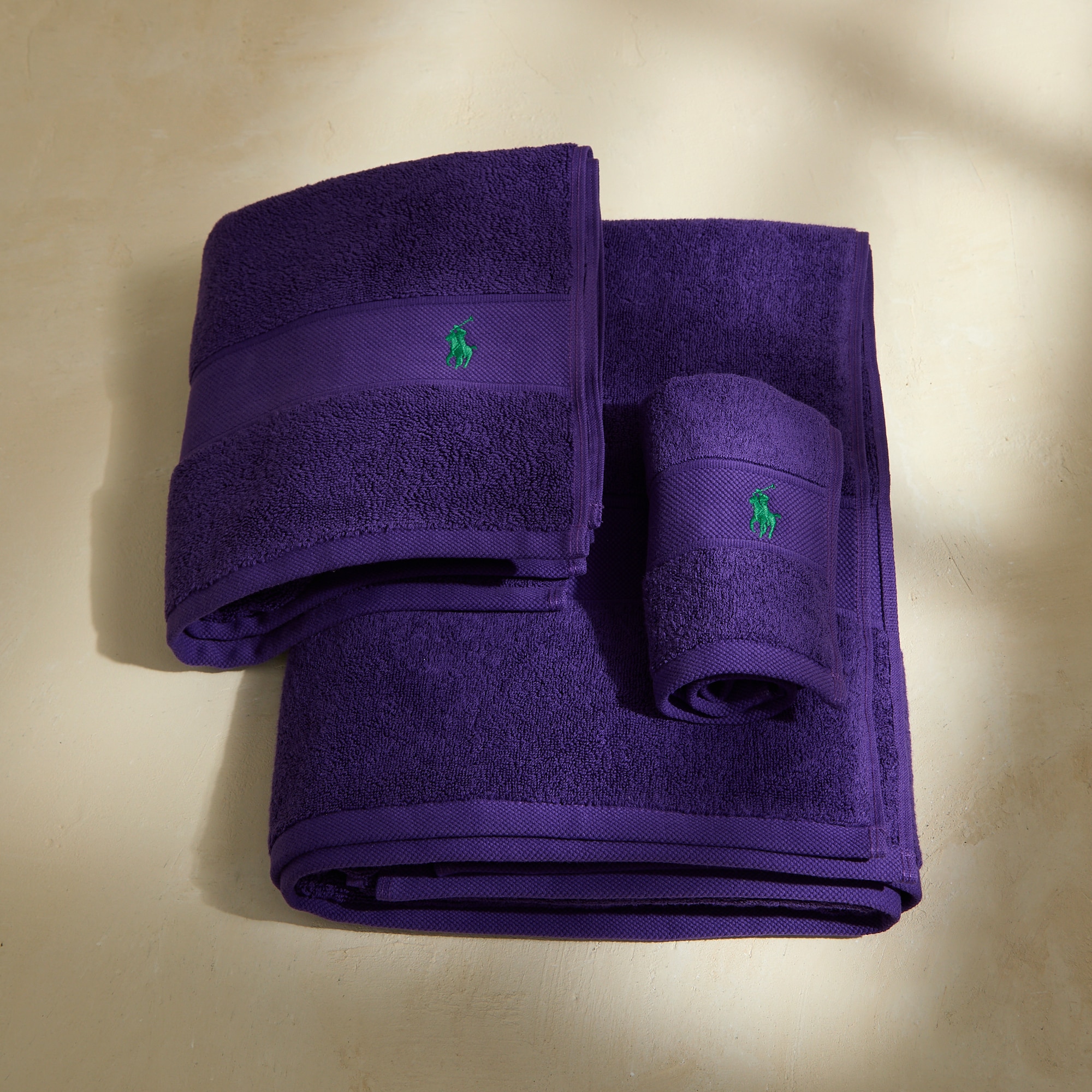 Toalla de baño algodón 600 gr/m² Polo Player Ralph Lauren Home - Morado Tocador Morado-1