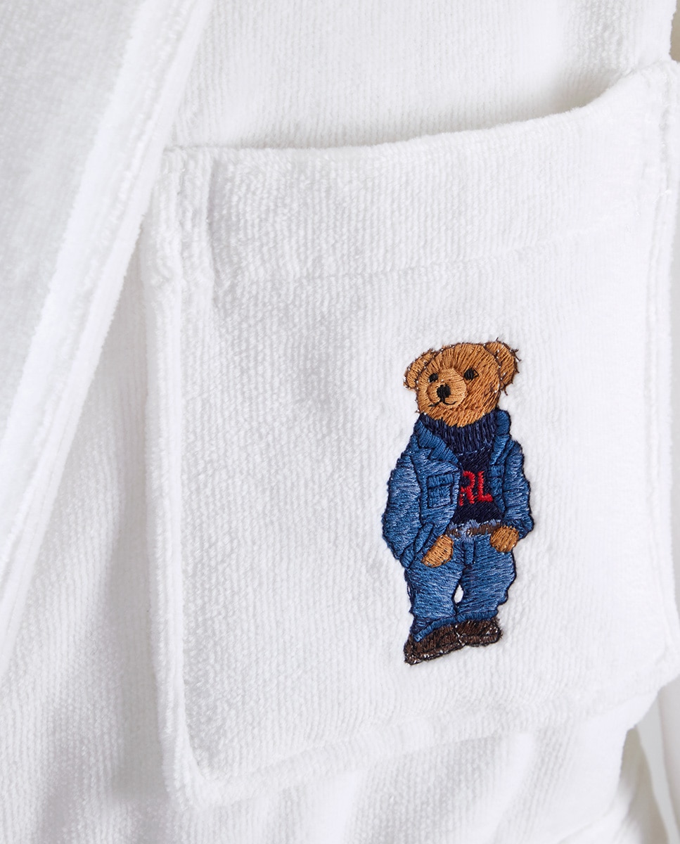 Albornoz algodón 450 gr/² Denim Bear Ralph Lauren Home - Blanco M Blanco-3