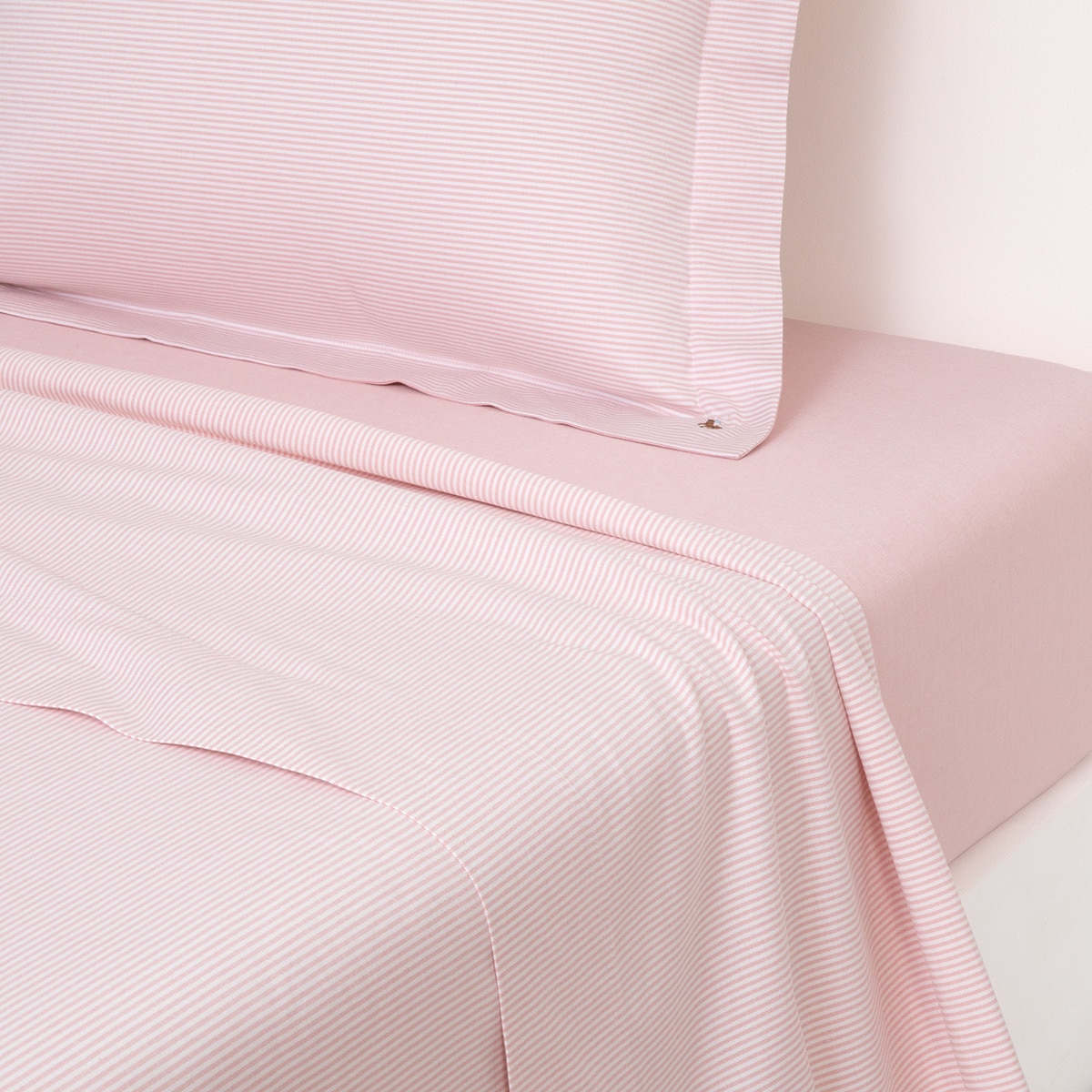Sábana encimera algodón egipcio Oxford Stripe Ralph Lauren Home - Rosa Cama 150 cm Rosa-1
