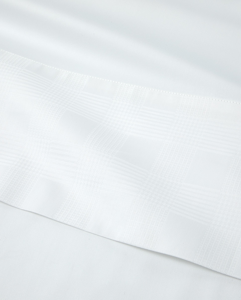 Lençol de Cima de Algodão Jacquard Hartleigh Branco-2