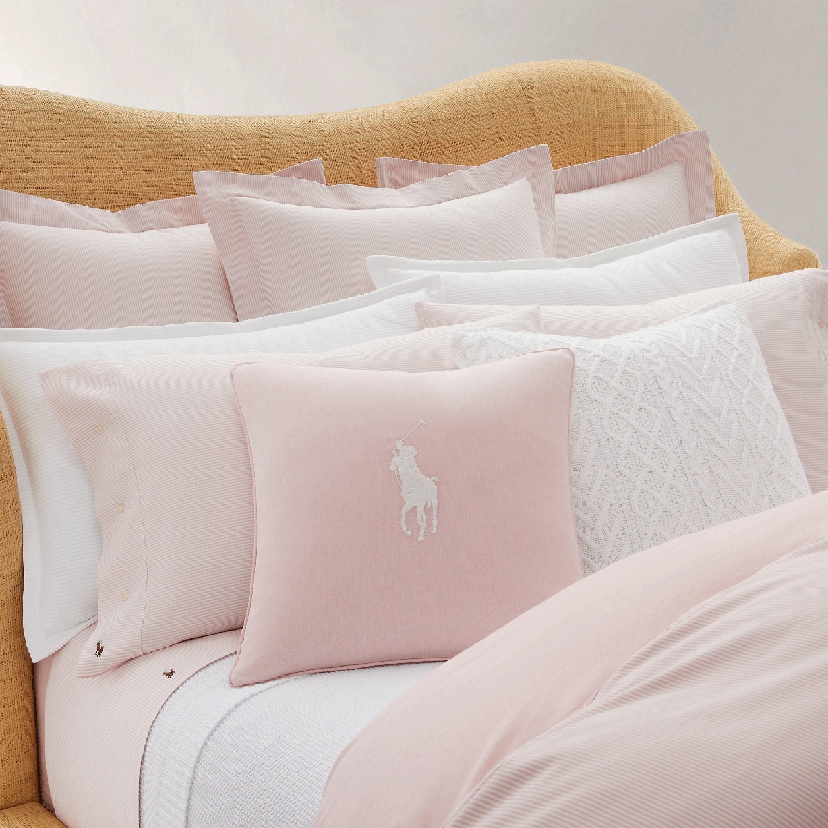 Sábana bajera ajustable algodón egipcio Oxford Solid Ralph Lauren Home - Rosa Cama 180 cm Rosa-4