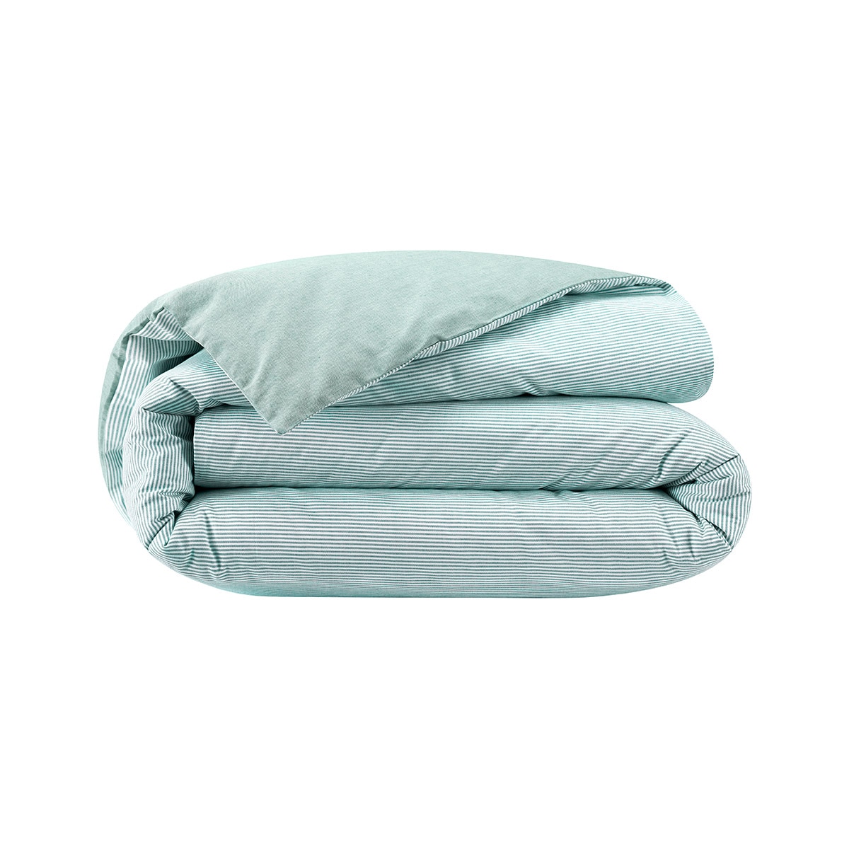 Capa de edredão de algodão egípcio Oxford Stripe Verde Água-3