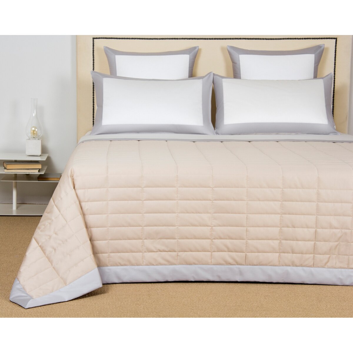 Edredão acetinado de algodão Rectangular Cinzento-1