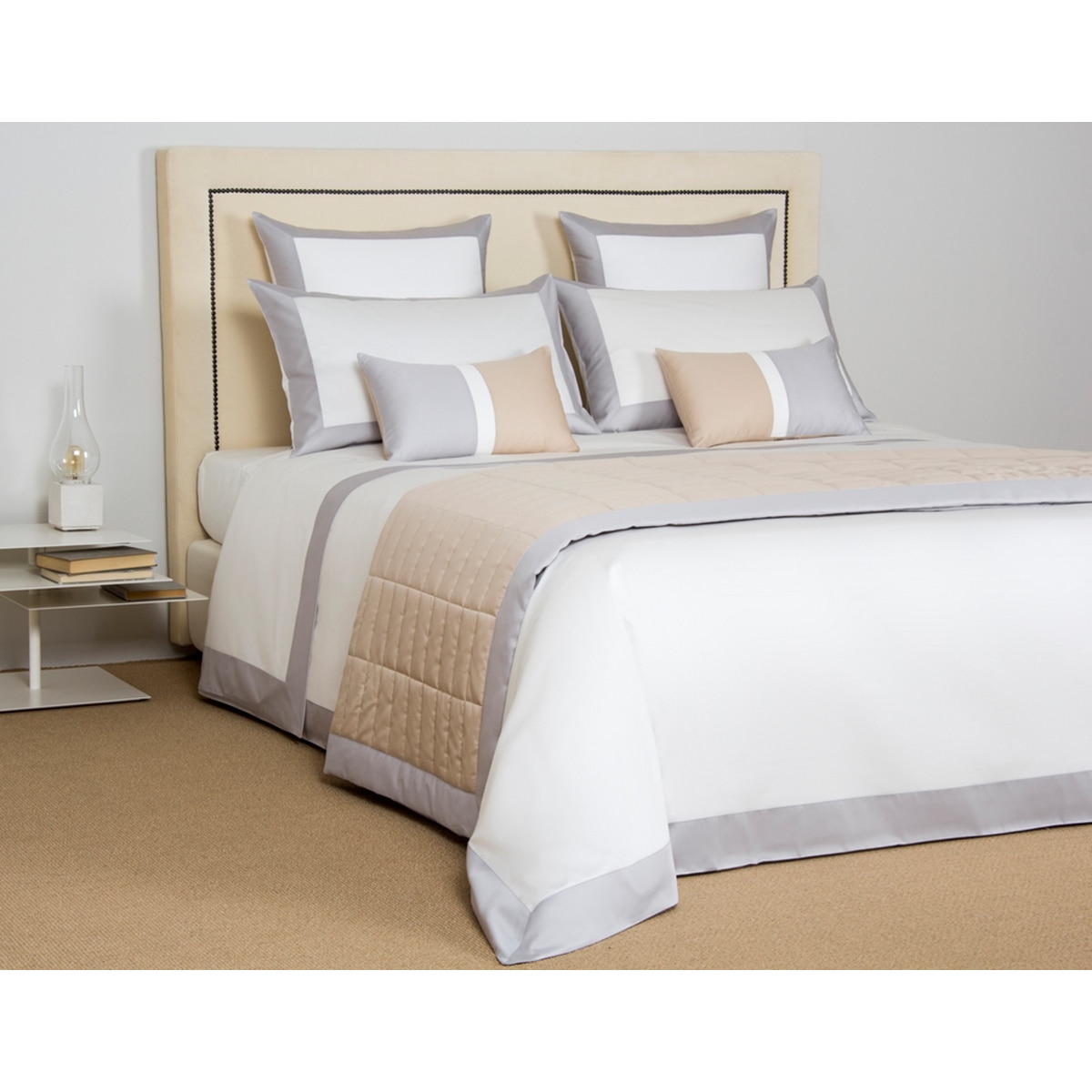 Edredão acetinado de algodão Rectangular Cinzento-2