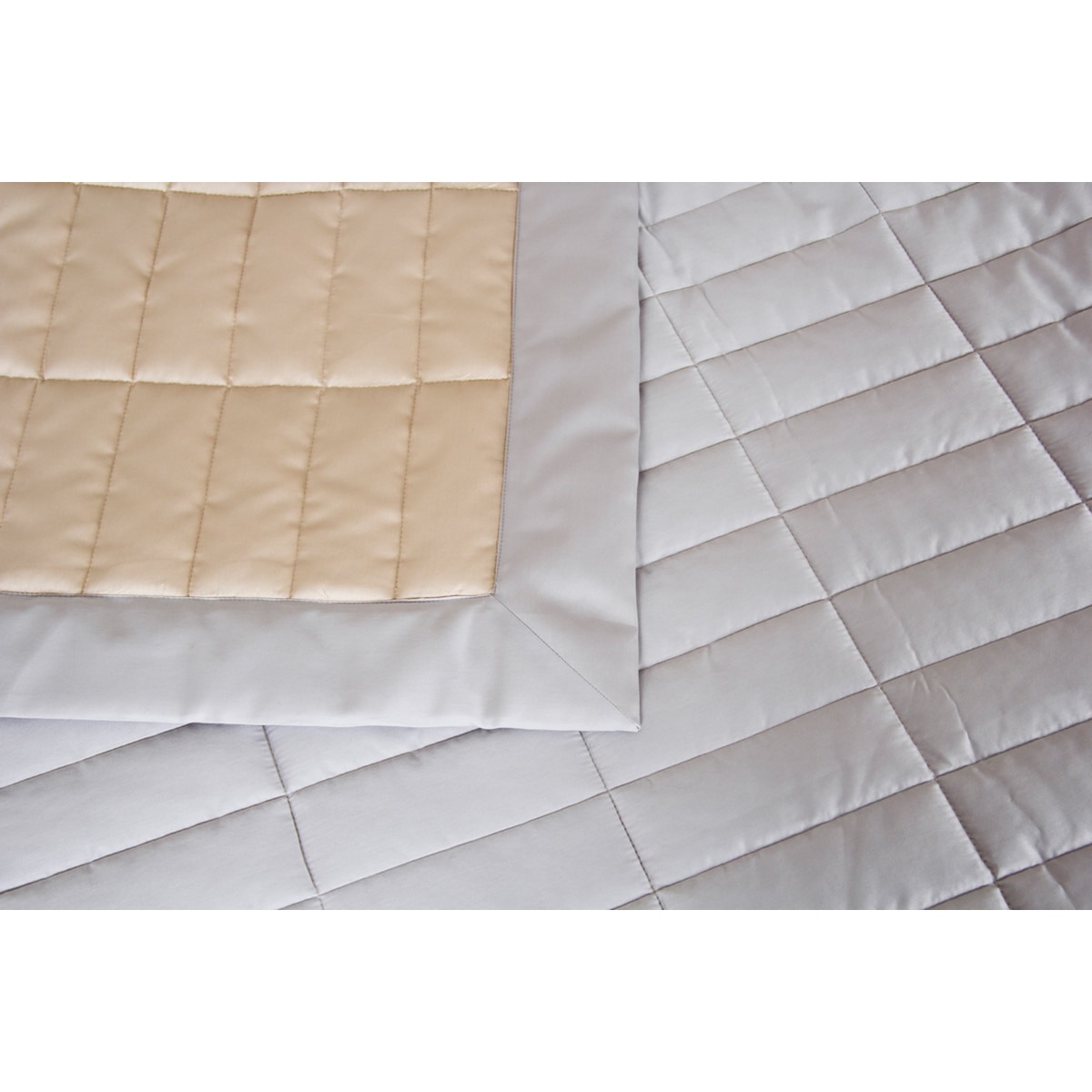 Edredão acetinado de algodão Rectangular Cinzento-3