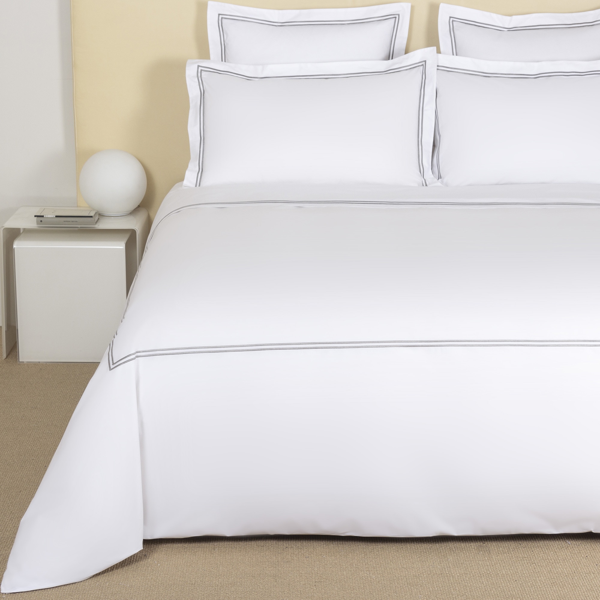 Juego de funda nórdica con bajera de algodón percal Hotel Classic Frette - Gris Cama 180 cm Gris-1
