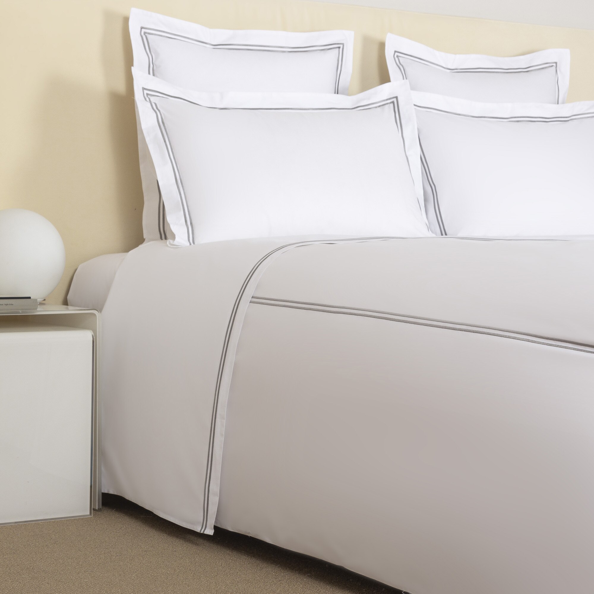 Juego de funda nórdica con bajera de algodón percal Hotel Classic Frette - Gris Cama 180 cm Gris-3