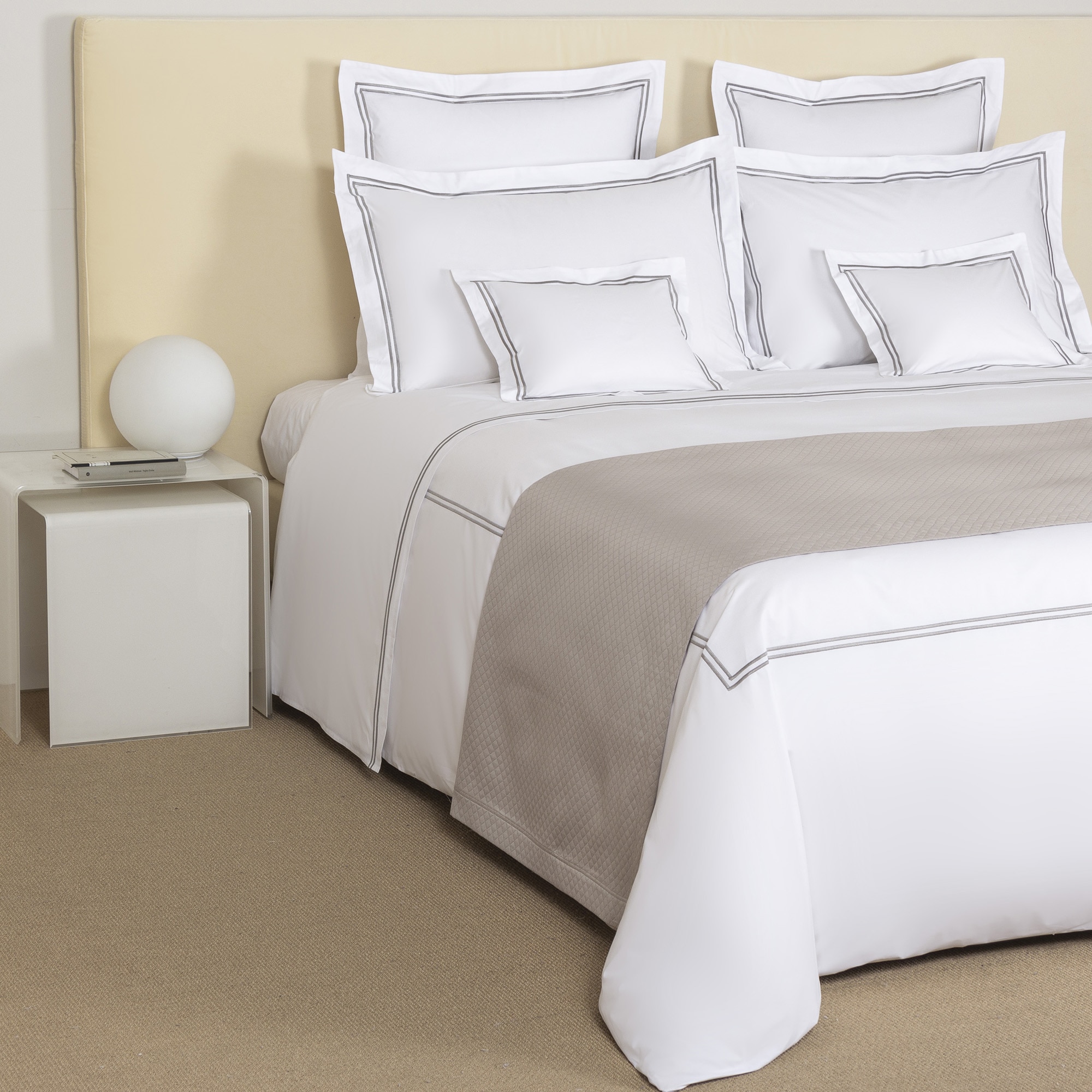 Juego de funda nórdica con bajera de algodón percal Hotel Classic Frette - Gris Cama 180 cm Gris-4