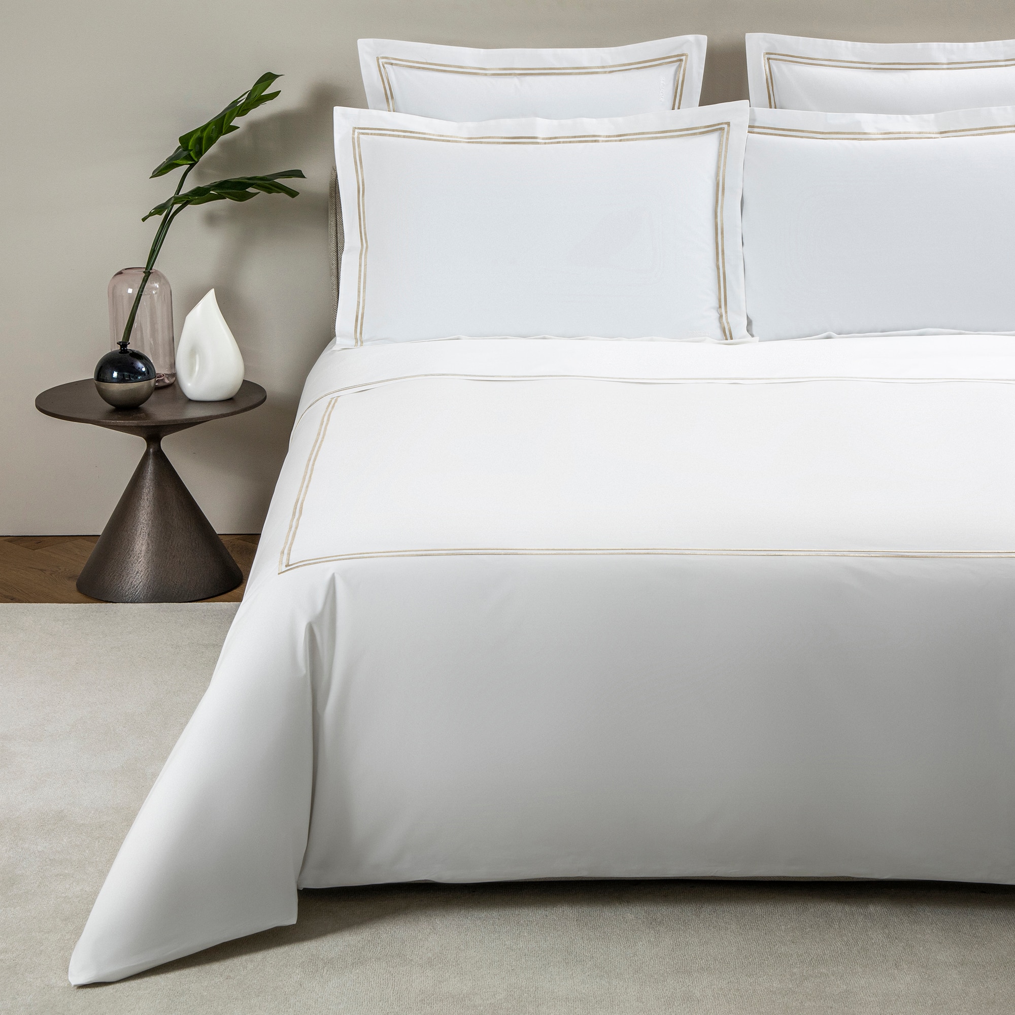 Conjunto de capa de edredão com lençol de baixo de algodão percal Hotel Classic Branco Savage-1