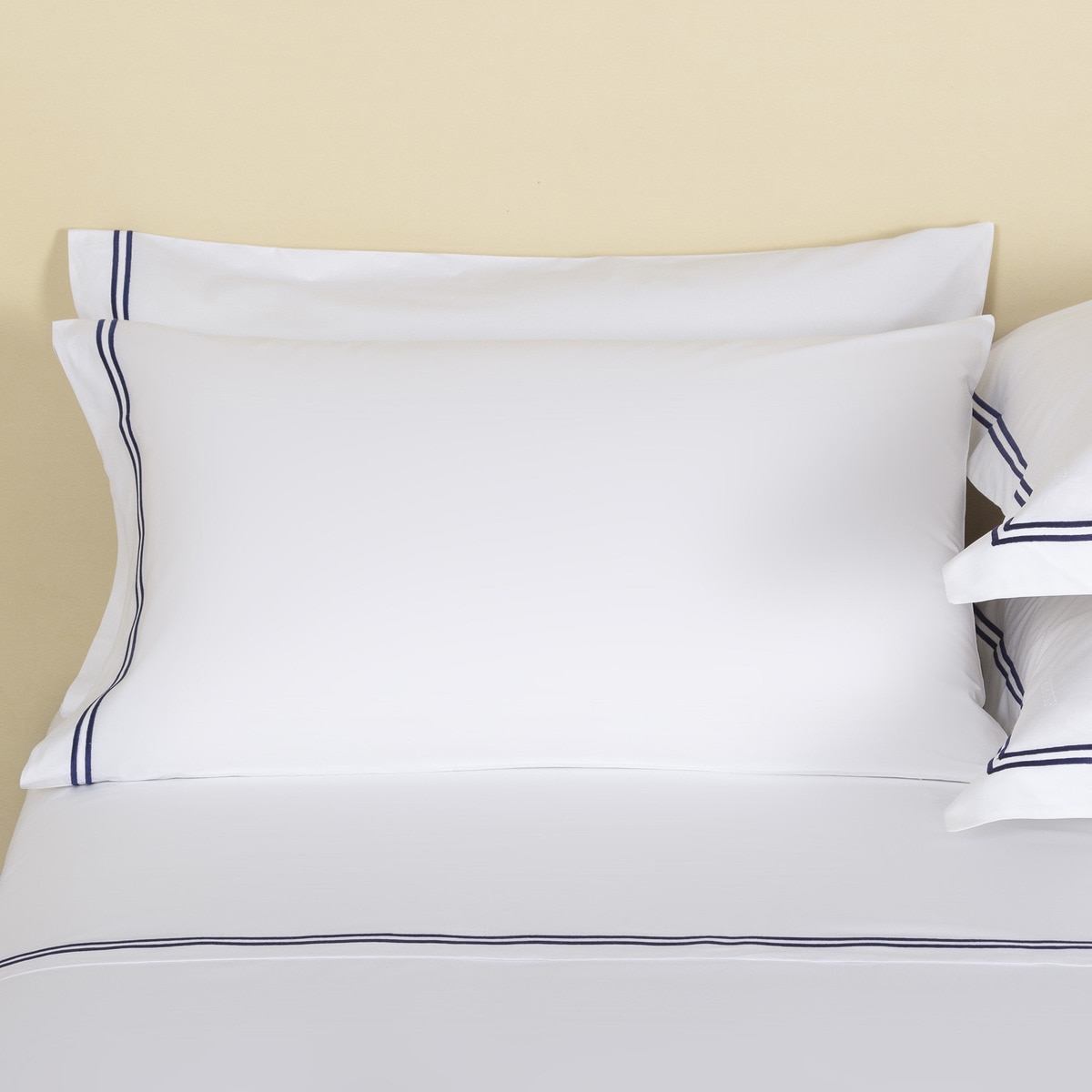 Funda de almohada percal de algodón Hotel Classic Frette - Azul marino 53 x 94 cm Azul marino-1