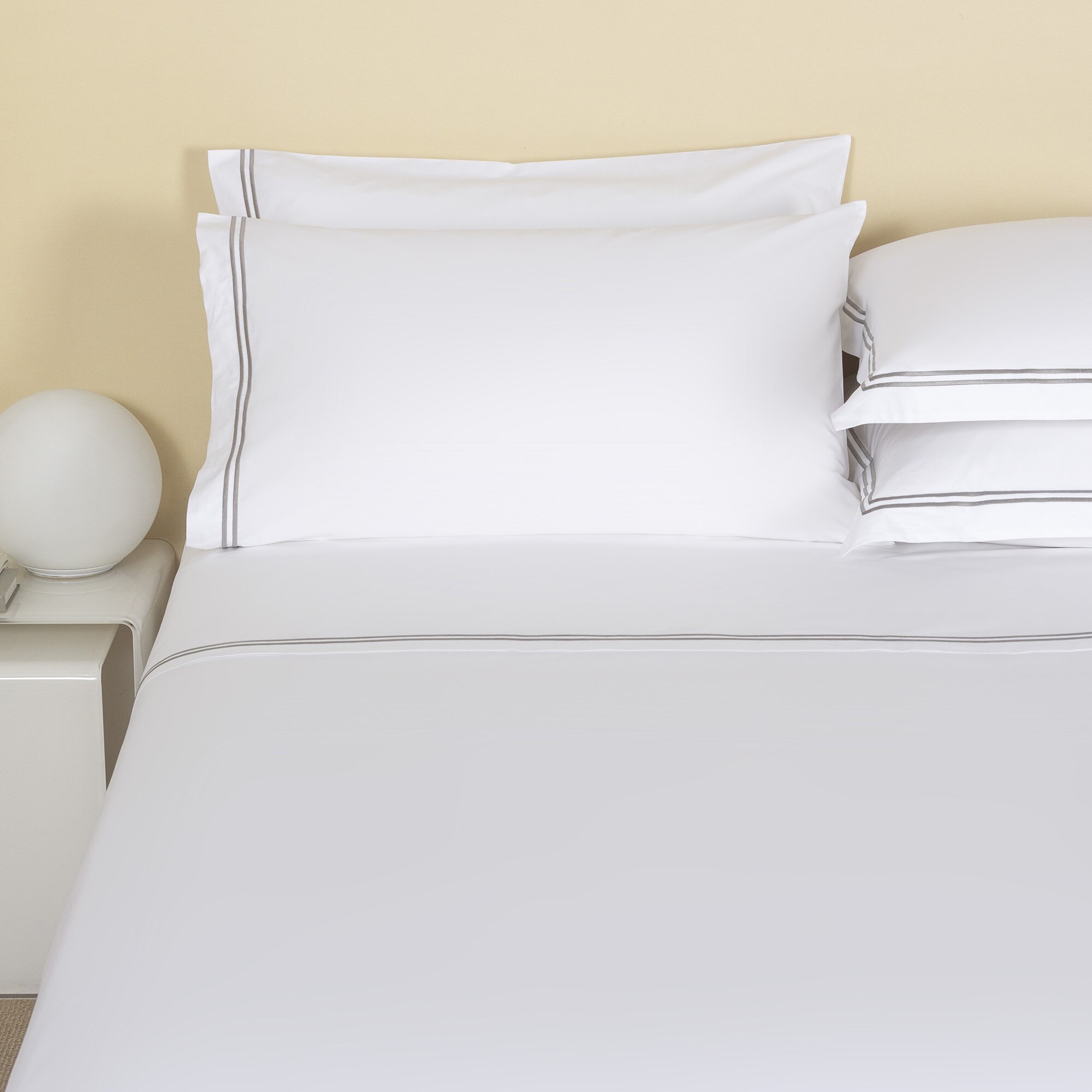 Capa de almofada algodão percal Hotel Classic Cinzento-2
