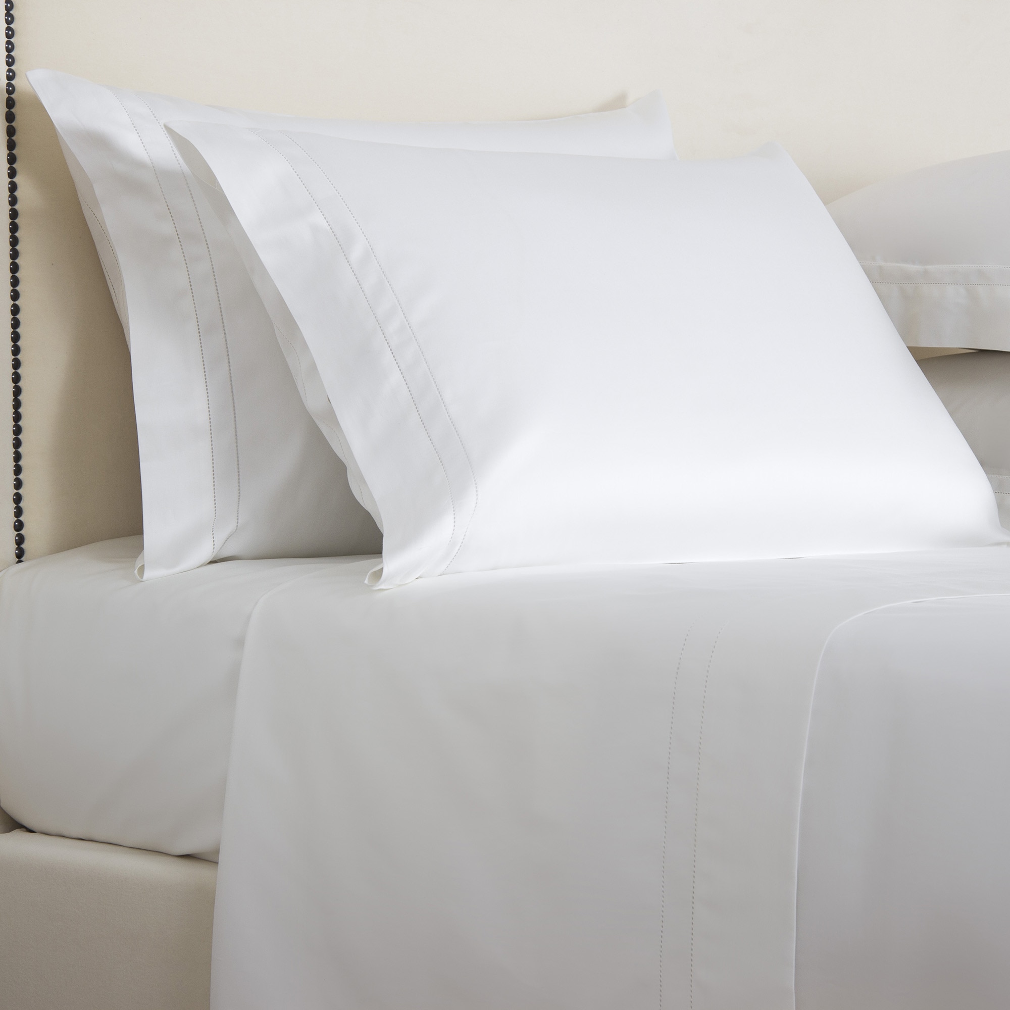 Conjunto de Lençóis com Lençol Ajustável de Cetim de Algodão Doppio Ajour Branco-2