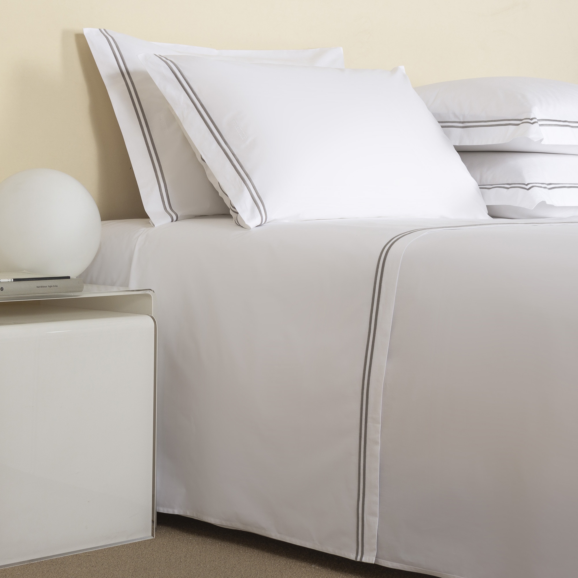 Juego de sábanas con bajera de algodón percal Hotel Classic Frette - Gris Cama 180 cm Gris-1