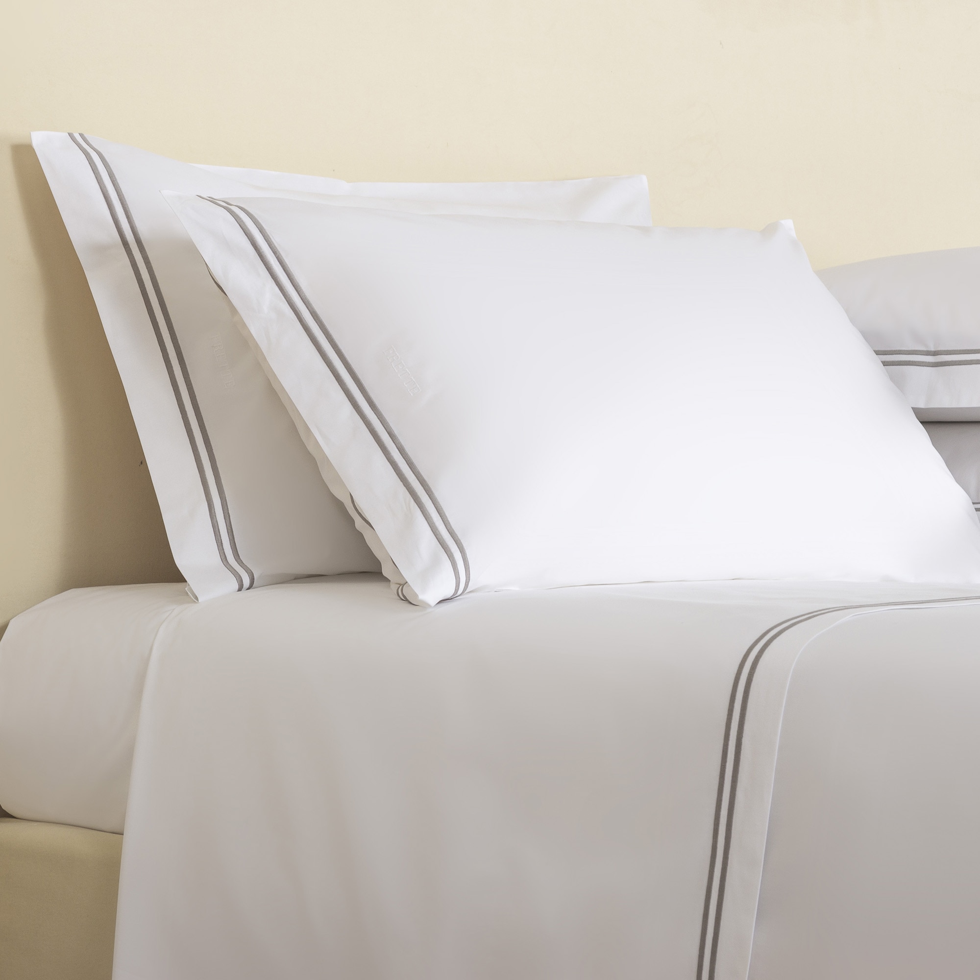 Juego de sábanas con bajera de algodón percal Hotel Classic Frette - Gris Cama 180 cm Gris-2