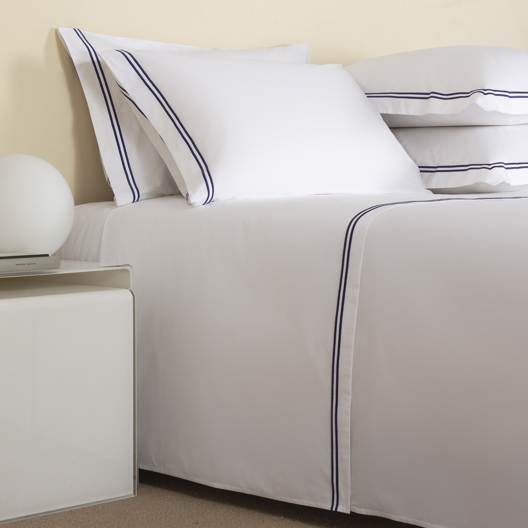 Juego de sábanas con bajera de algodón percal Hotel Classic Frette - Azul marino Cama 180 cm Azul marino-1