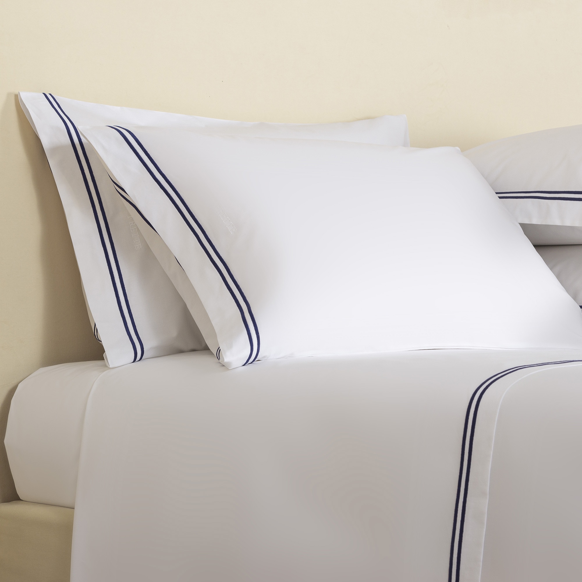 Juego de sábanas con bajera de algodón percal Hotel Classic Frette - Azul marino Cama 180 cm Azul marino-2