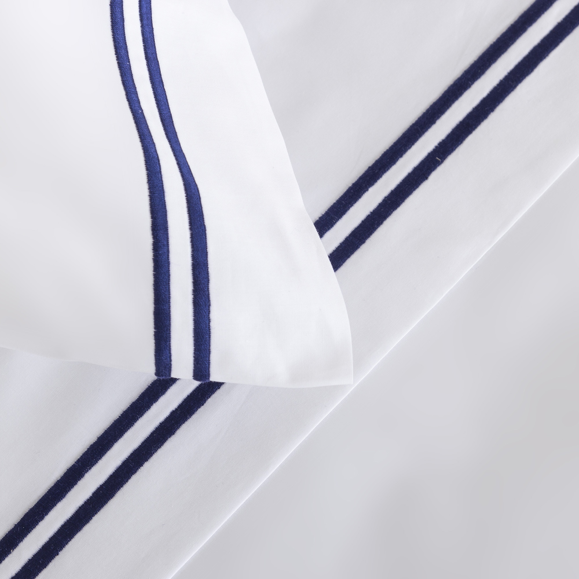 Juego de sábanas con bajera de algodón percal Hotel Classic Frette - Azul marino Cama 180 cm Azul marino-3