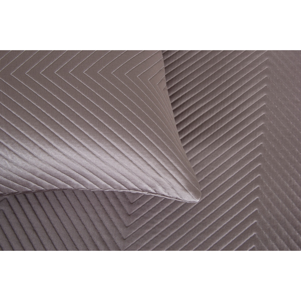 Colcha de seda y algodón Luxery Herringbone Frette - Gris Cama 180 cm Gris-2