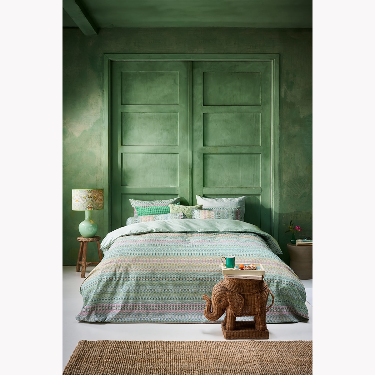 Juego de funda nórdica algodón percal Ashanti Pip Studio Verde-1